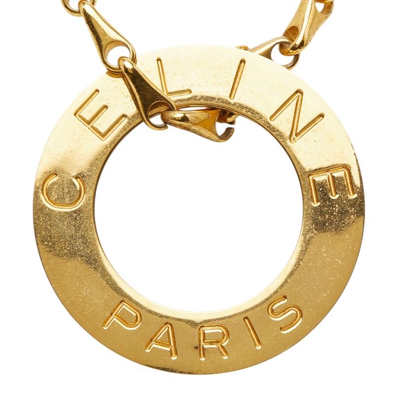 Celine Circle Logo Chain Pendant Gold Plated — view 3