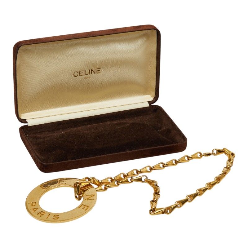 Celine Circle Logo Chain Pendant Gold Plated — view 8