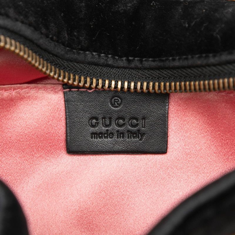 Gucci GG Marmont Crossbody Quilted Shoulder Bag Black Leather Velvet Biju — view 6