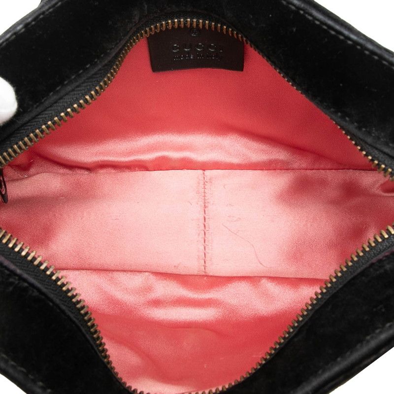 Gucci GG Marmont Crossbody Quilted Shoulder Bag Black Leather Velvet Biju — view 4