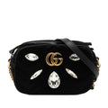 Gucci GG Marmont Crossbody Quilted Shoulder Bag Black Leather Velvet Biju