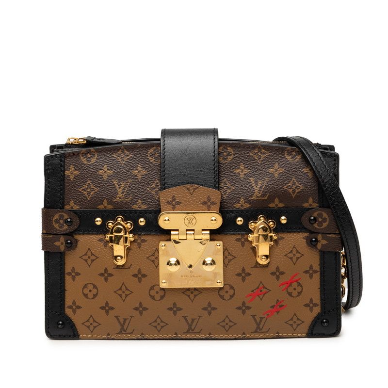 Louis Vuitton Monogram Reverse Trunk Clutch Crossbody Shoulder Bag Brown