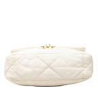 Chanel CC Logo 19 Dizeneuf Quilted Chain Shoulder Bag White Lambskin — view 3