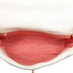 Chanel CC Logo 19 Dizeneuf Quilted Chain Shoulder Bag White Lambskin — view 4