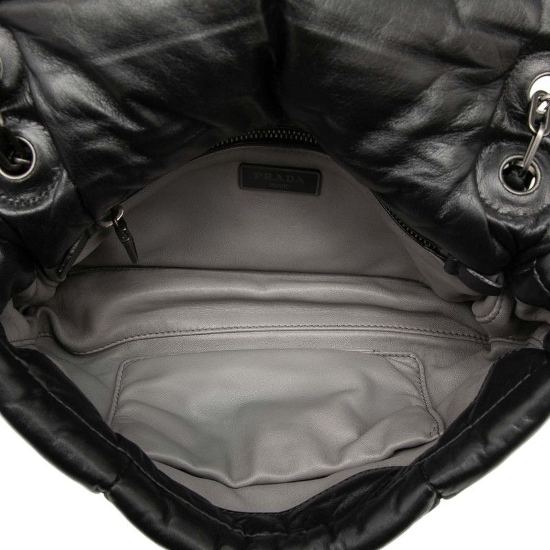 Prada Nappa Bomber Chain Shoulder Bag Black Leather — view 5