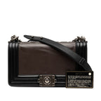 Chanel CC Logo Boy Chain Shoulder Bag Black Brown Leather — view 7