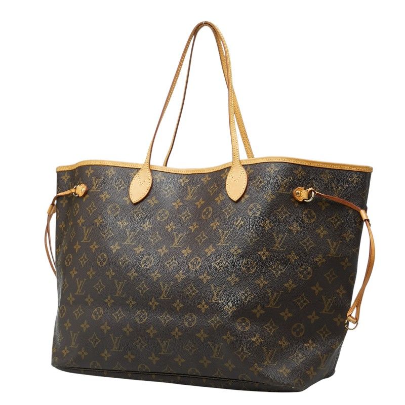 Louis Vuitton Monogram Neverfull GM Shoulder Bag Brown Leather — view 2