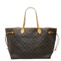 Louis Vuitton Monogram Neverfull GM Shoulder Bag Brown Leather