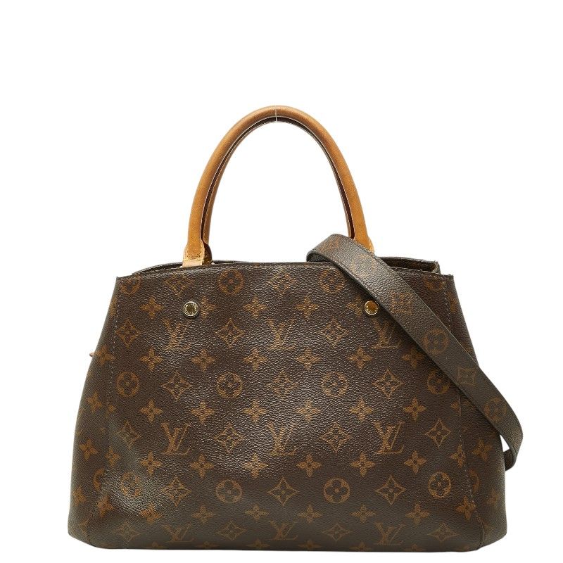 Louis Vuitton Monogram Montaigne MM 2-Way Shoulder Bag Brown Leather