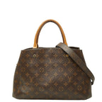 Louis Vuitton Monogram Montaigne MM 2-Way Shoulder Bag Brown Leather