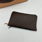 Celine Macadam Shoulder Bag Crossbody Drawstring Leather Brown Gold — view 9