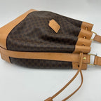 Celine Macadam Shoulder Bag Crossbody Drawstring Leather Brown Gold — view 6