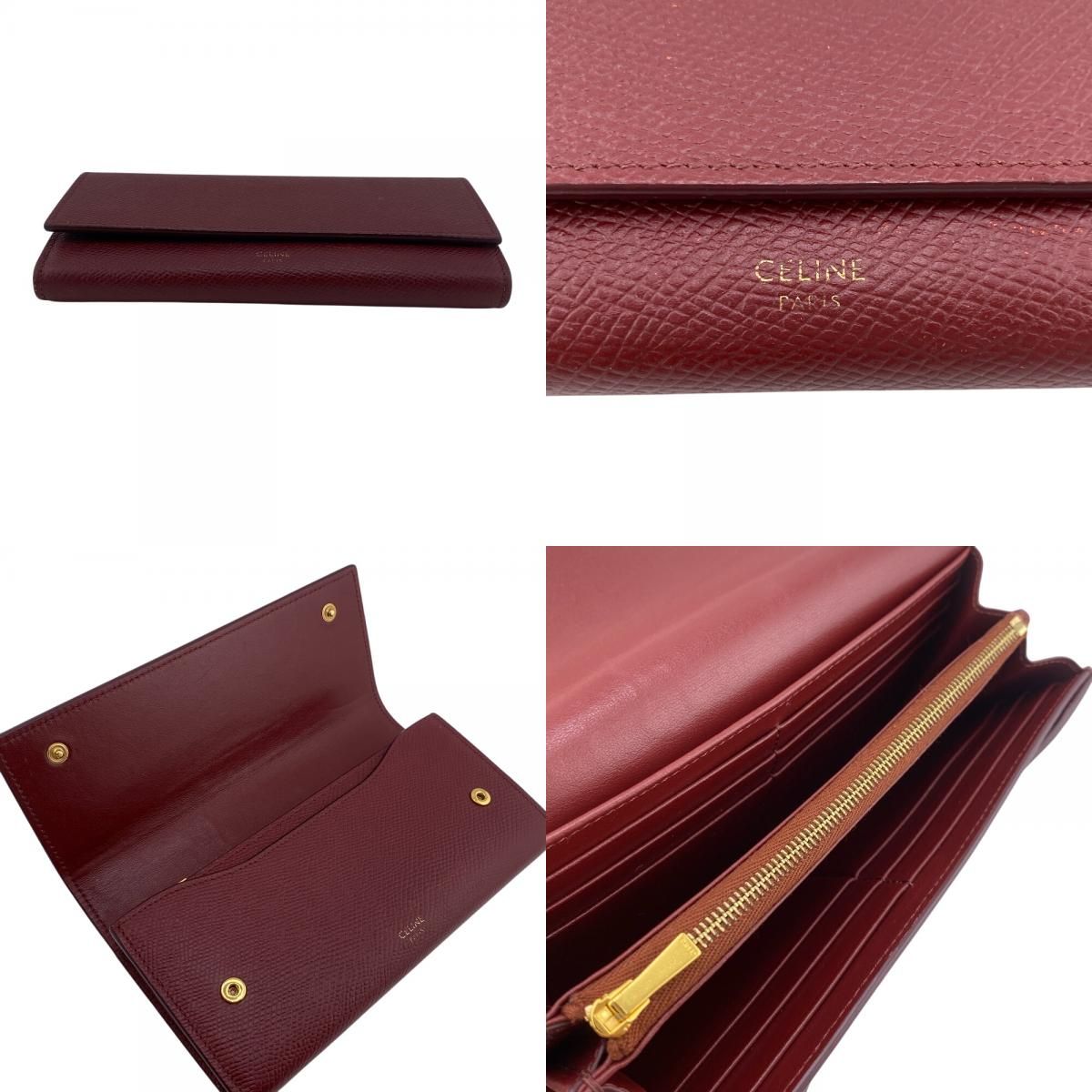 Celine Bel Large Flap Wallet Card Holder Coin Purse Wine — view 7