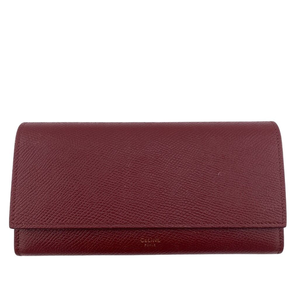 Celine Bel Large Flap Wallet Card Holder Coin Purse Wine