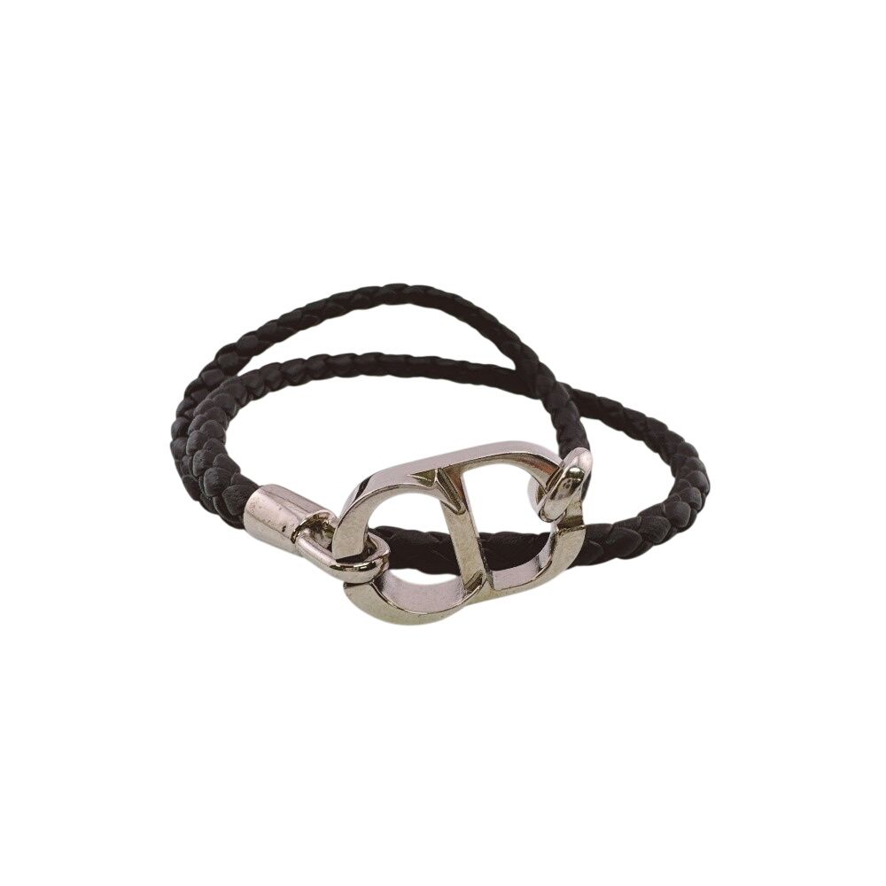 Dior Black Silver Choker Necklace 2-Way Braided Bangle CD Logo Bracelet — view 7