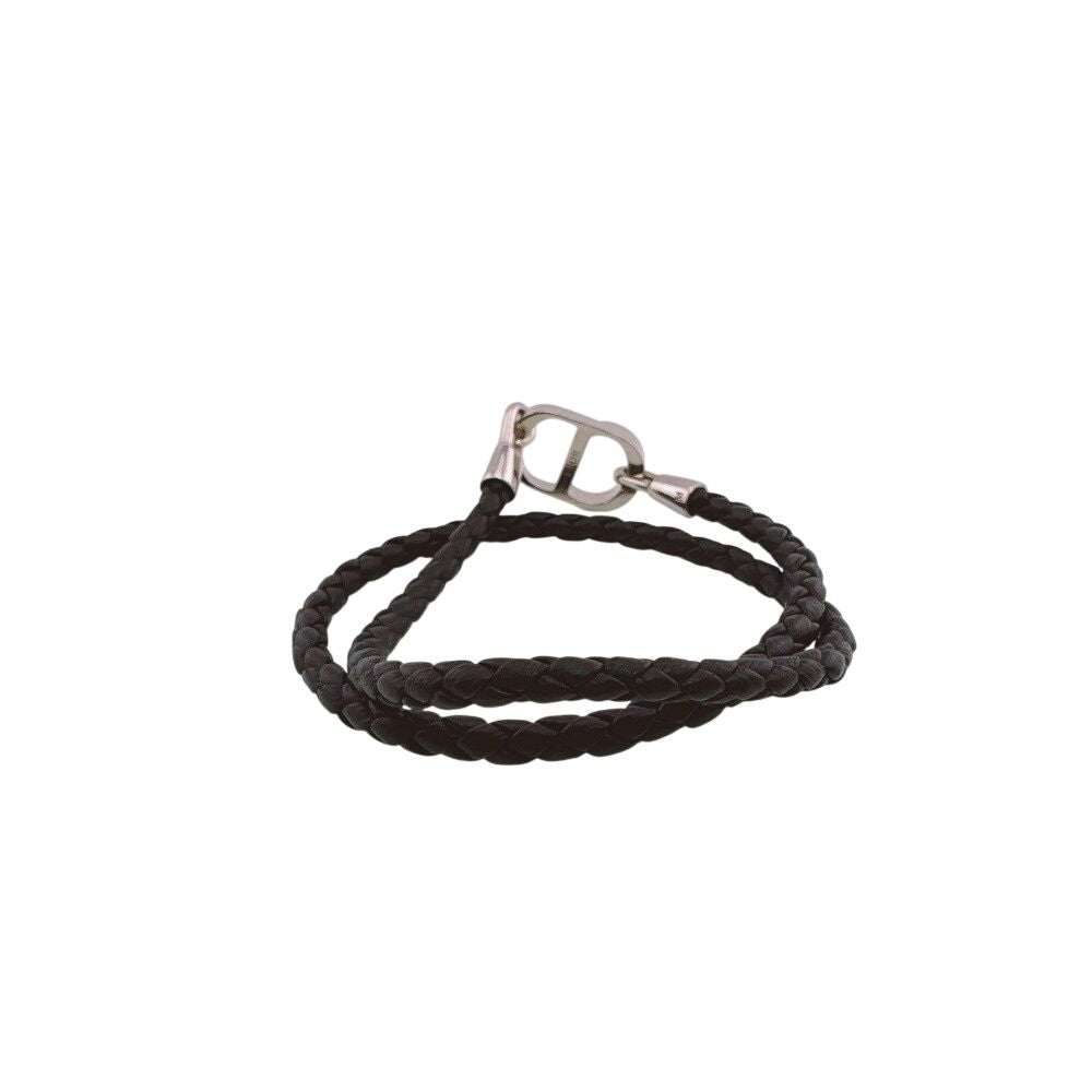 Dior Black Silver Choker Necklace 2-Way Braided Bangle CD Logo Bracelet — view 4
