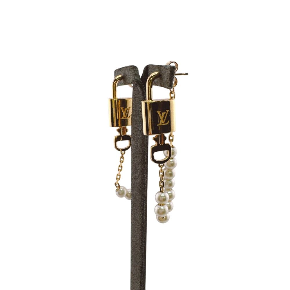 Louis Vuitton Cadena Key Chain Pearl Lock Earrings — view 6