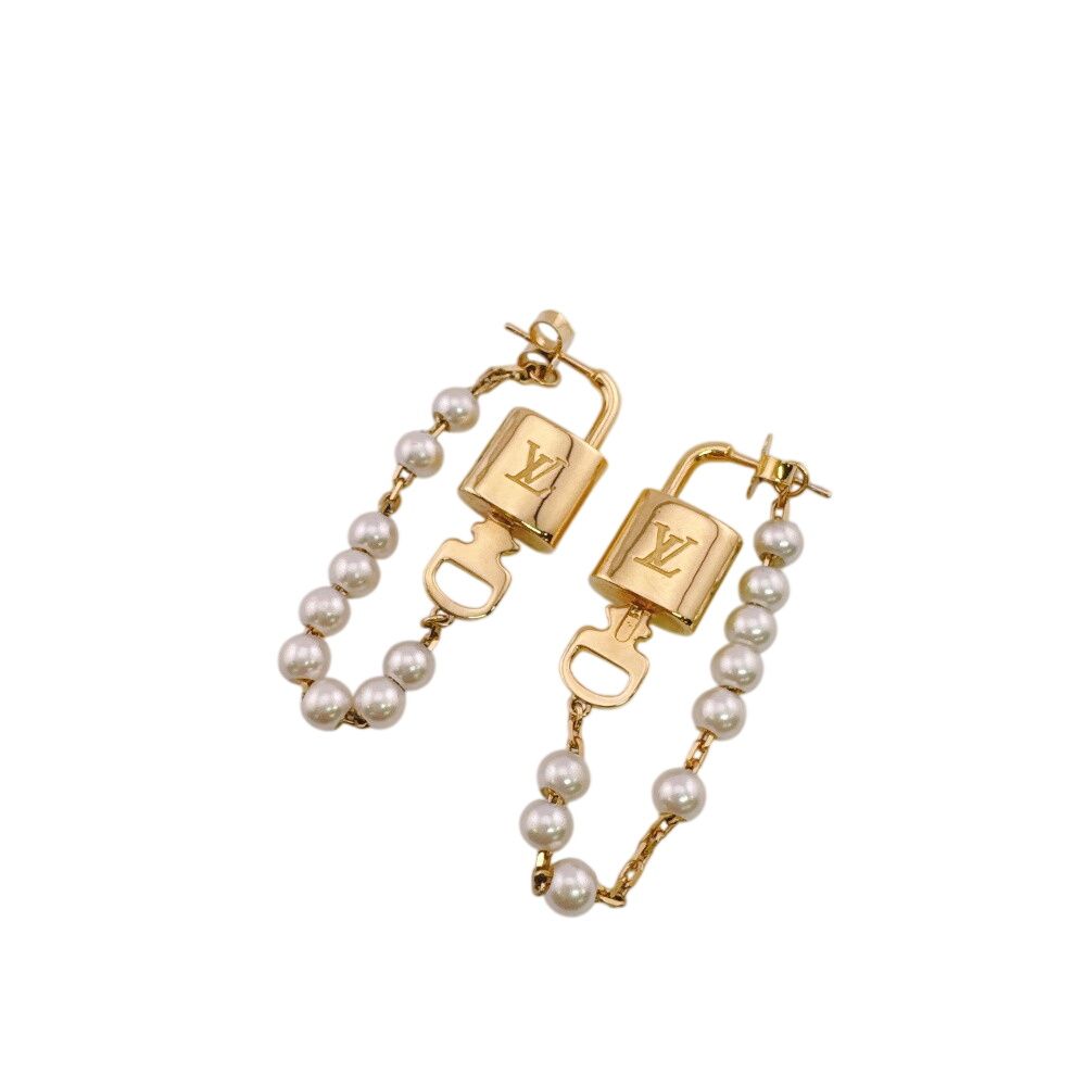Louis Vuitton Cadena Key Chain Pearl Lock Earrings