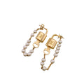 Louis Vuitton Cadena Key Chain Pearl Lock Earrings