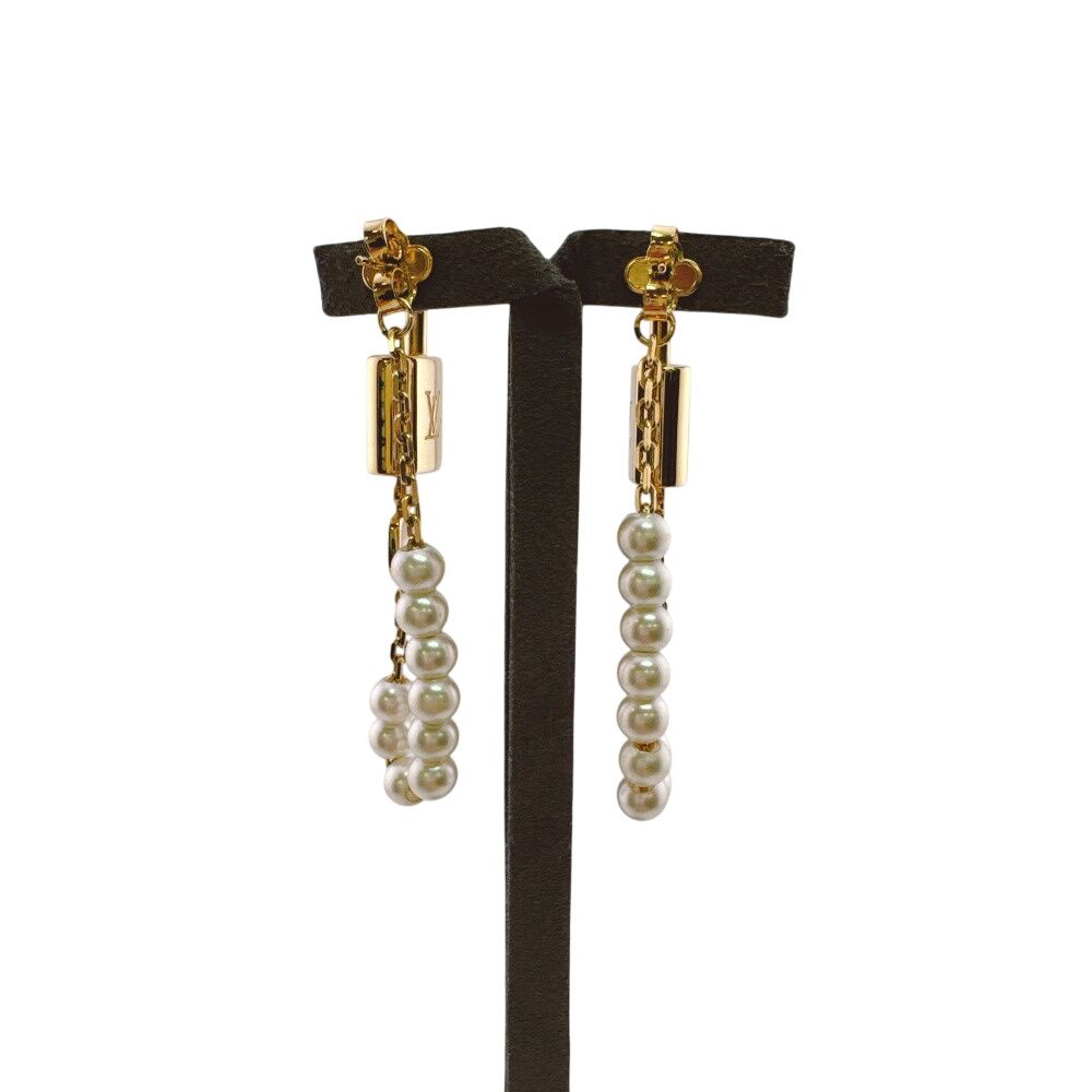Louis Vuitton Cadena Key Chain Pearl Lock Earrings — view 7
