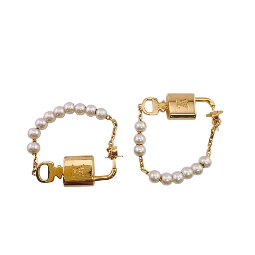 Louis Vuitton Cadena Key Chain Pearl Lock Earrings — view 4