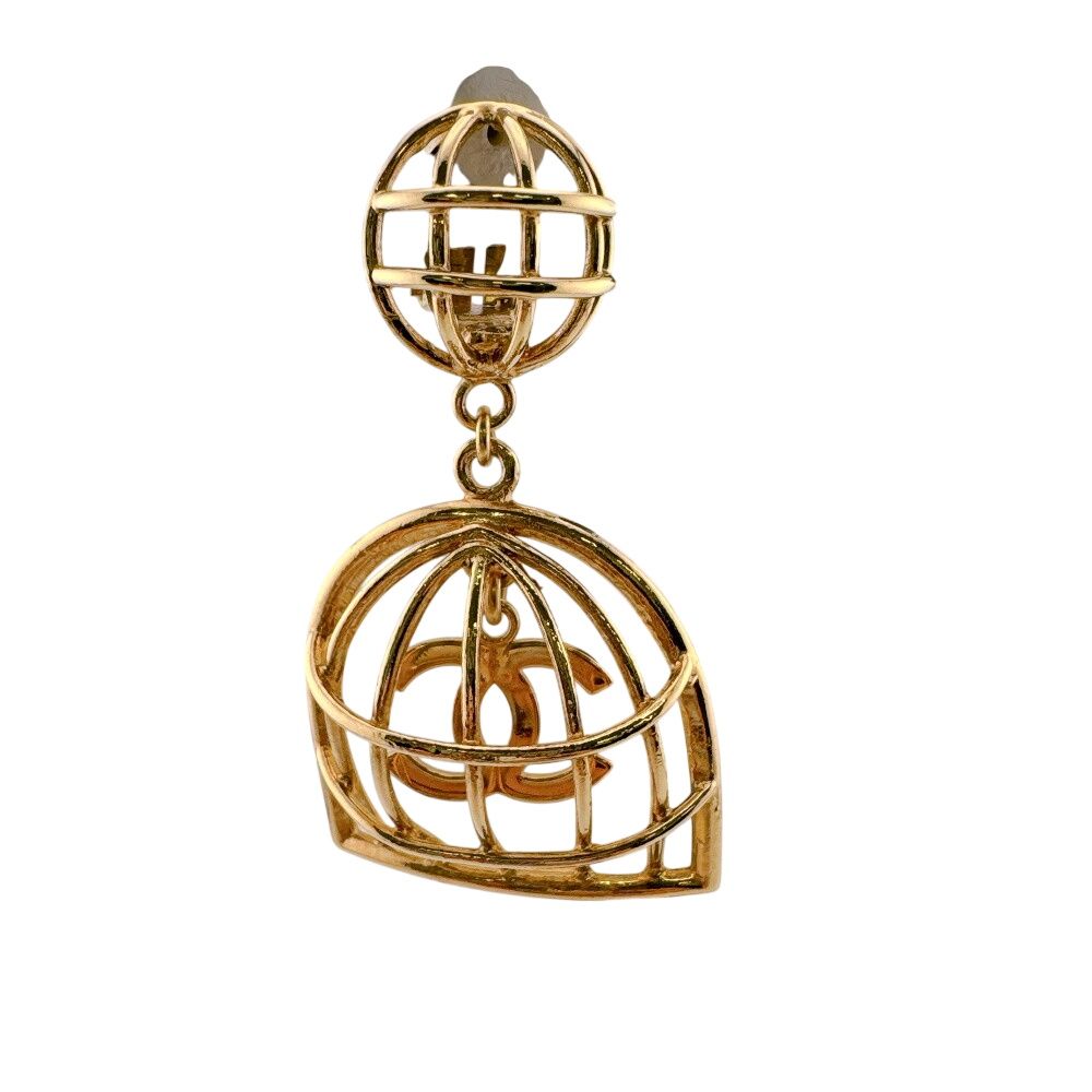 Chanel Birdcage Vintage One Side Only CC Logo Earrings — view 5