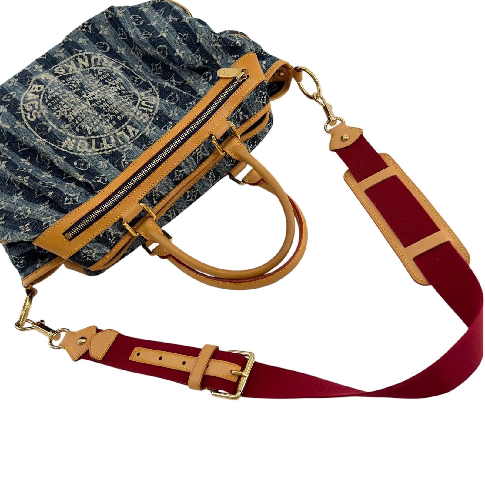 Louis Vuitton Monogram Denim Cavaliere GM Handbag Blue 2-Way — view 5