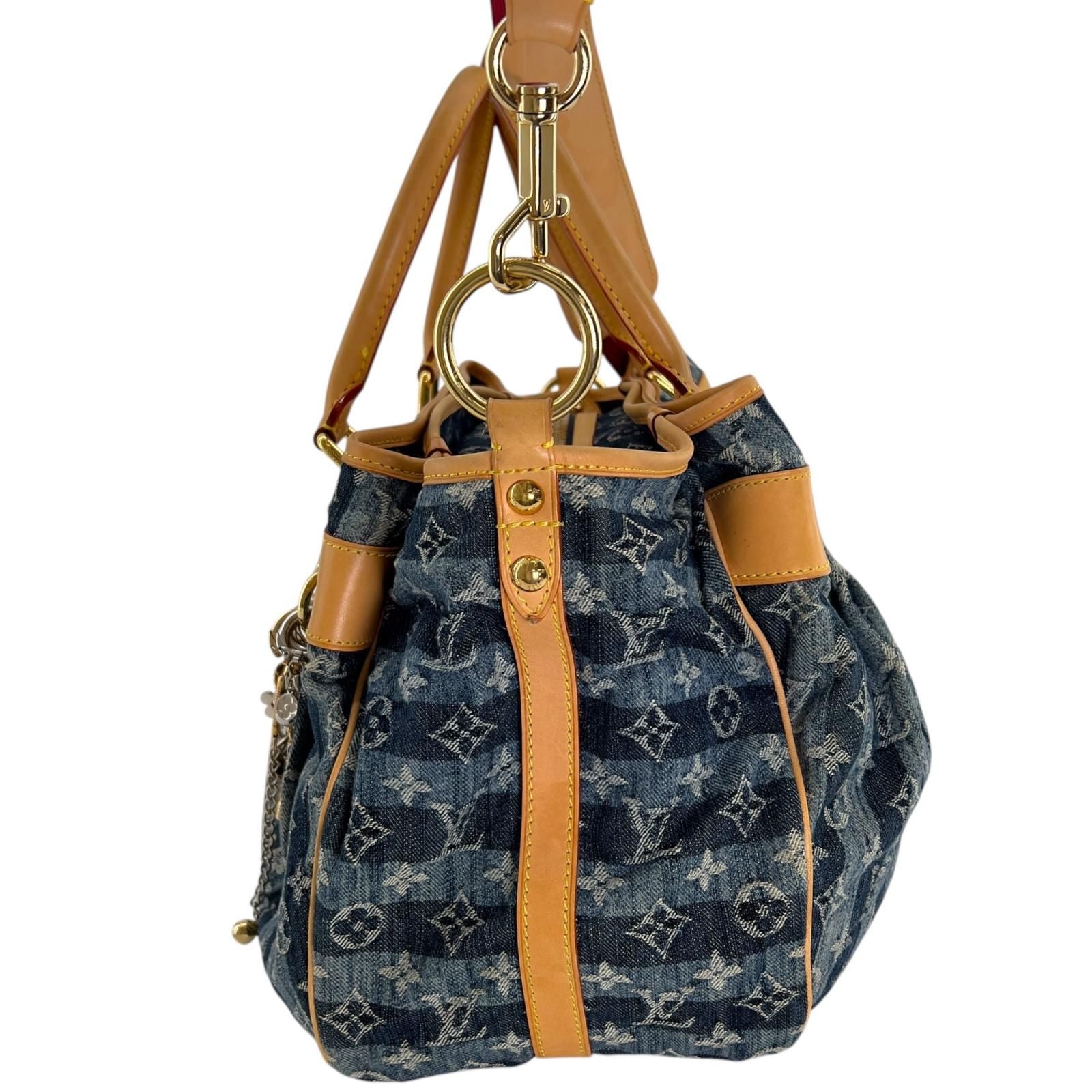Louis Vuitton Monogram Denim Cavaliere GM Handbag Blue 2-Way — view 3