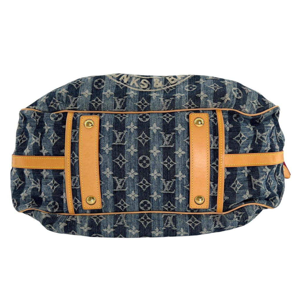 Louis Vuitton Monogram Denim Cavaliere GM Handbag Blue 2-Way — view 4