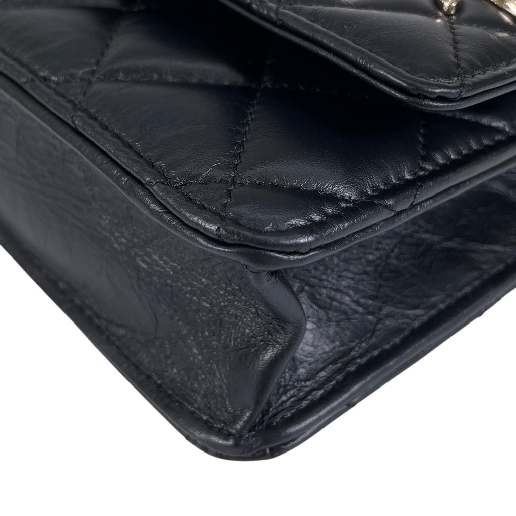 Chanel 2.55 Quilted Icon Charm Embroidery Chain Wallet Shoulder Bag Calfskin — view 8