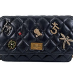 Chanel 2.55 Quilted Icon Charm Embroidery Chain Wallet Shoulder Bag Calfskin — view 4