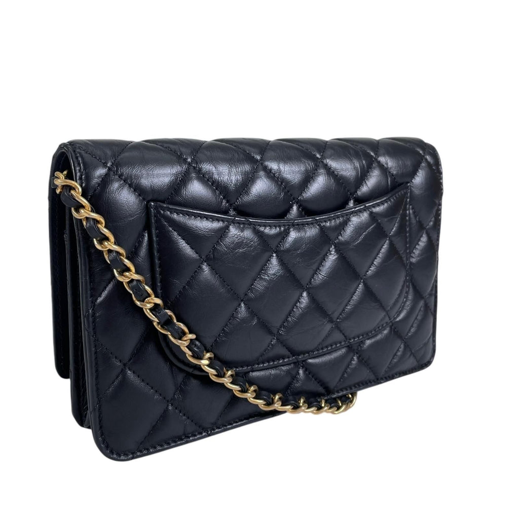 Chanel 2.55 Quilted Icon Charm Embroidery Chain Wallet Shoulder Bag Calfskin — view 3