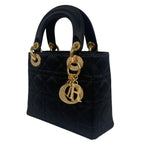 Dior Mini Lady Handbag Satin Black Bijou Rhinestone Vintage — view 2