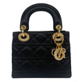Dior Mini Lady Handbag Satin Black Bijou Rhinestone Vintage