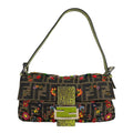 Fendi Mamma Baguette Handbag Nylon Multicolor Zucca Pattern Beads Bijou Exotic