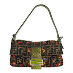 Fendi Mamma Baguette Handbag Nylon Multicolor Zucca Pattern Beads Bijou Exotic