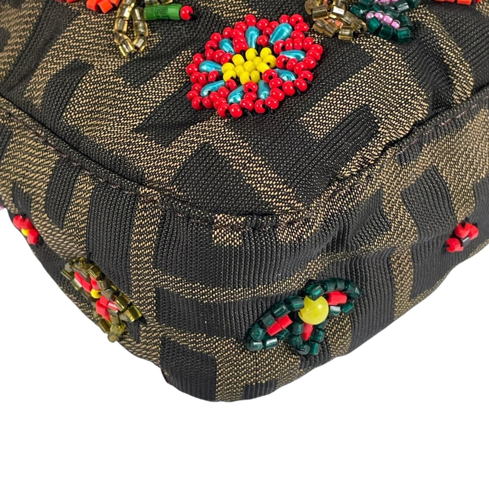 Fendi Mamma Baguette Handbag Nylon Multicolor Zucca Pattern Beads Bijou Exotic — view 8