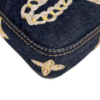 Fendi Mamma Baguette Handbag Denim Multicolor Flower Floral Pattern Embroidery — view 8