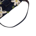 Fendi Mamma Baguette Handbag Denim Multicolor Flower Floral Pattern Embroidery — view 6