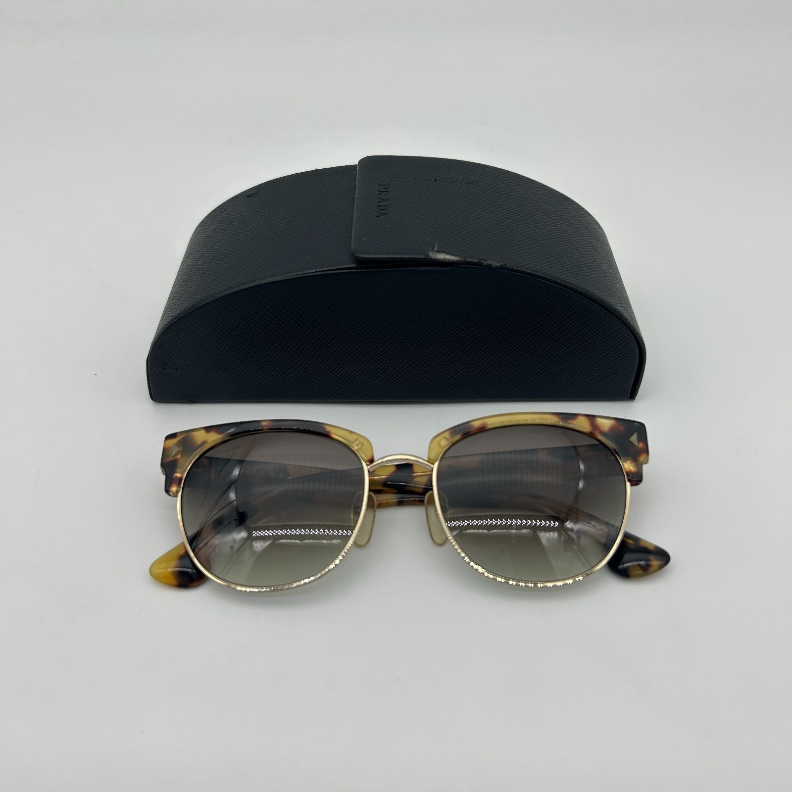Prada Yellow Havana Gold Frame Sunglasses Eyewear