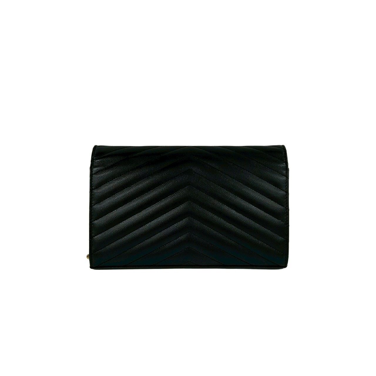 Saint Laurent Paris YSL Logo Leather Mini Shoulder Bag Crossbody Pochette Black — view 3