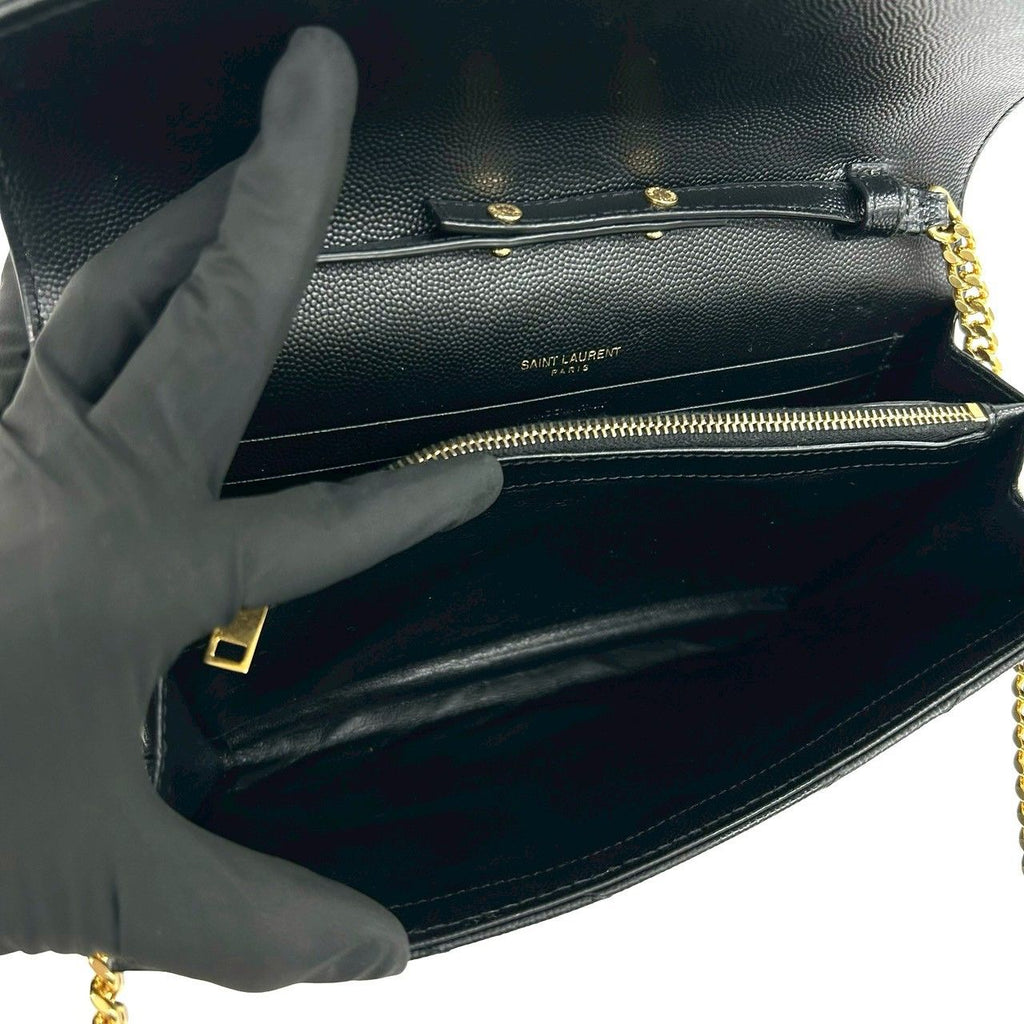 Saint Laurent Paris YSL Logo Leather Mini Shoulder Bag Crossbody Pochette Black — view 9
