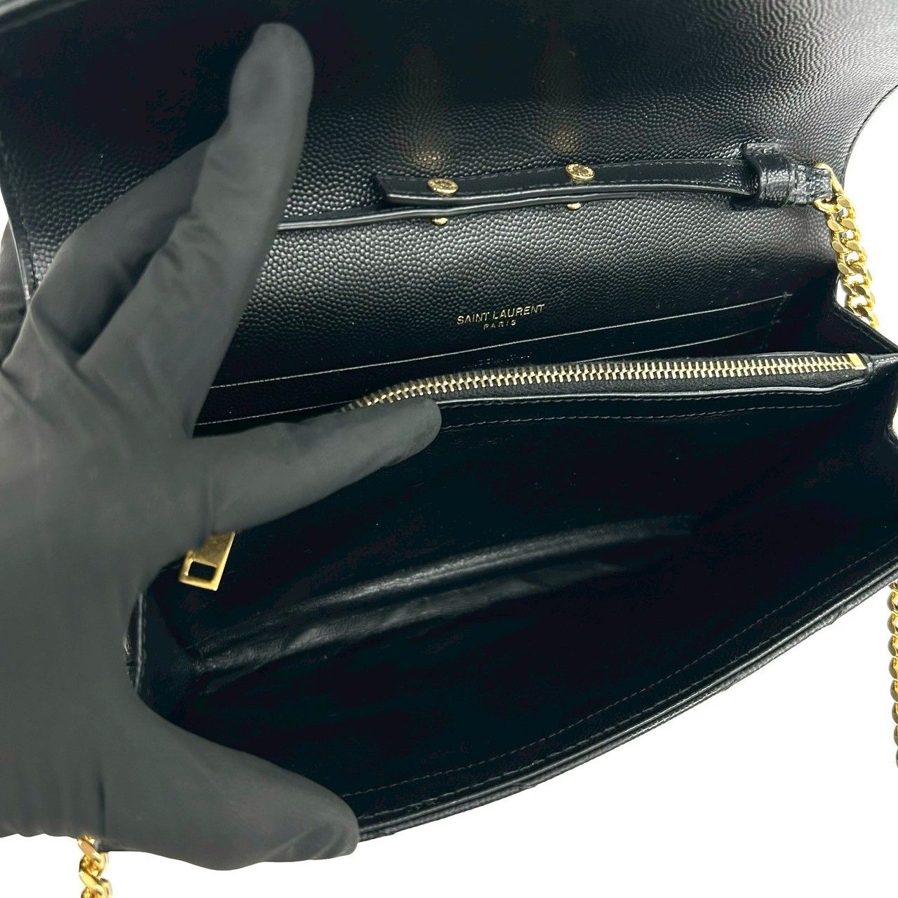 Saint Laurent Paris YSL Logo Leather Mini Shoulder Bag Crossbody Pochette Black — view 9