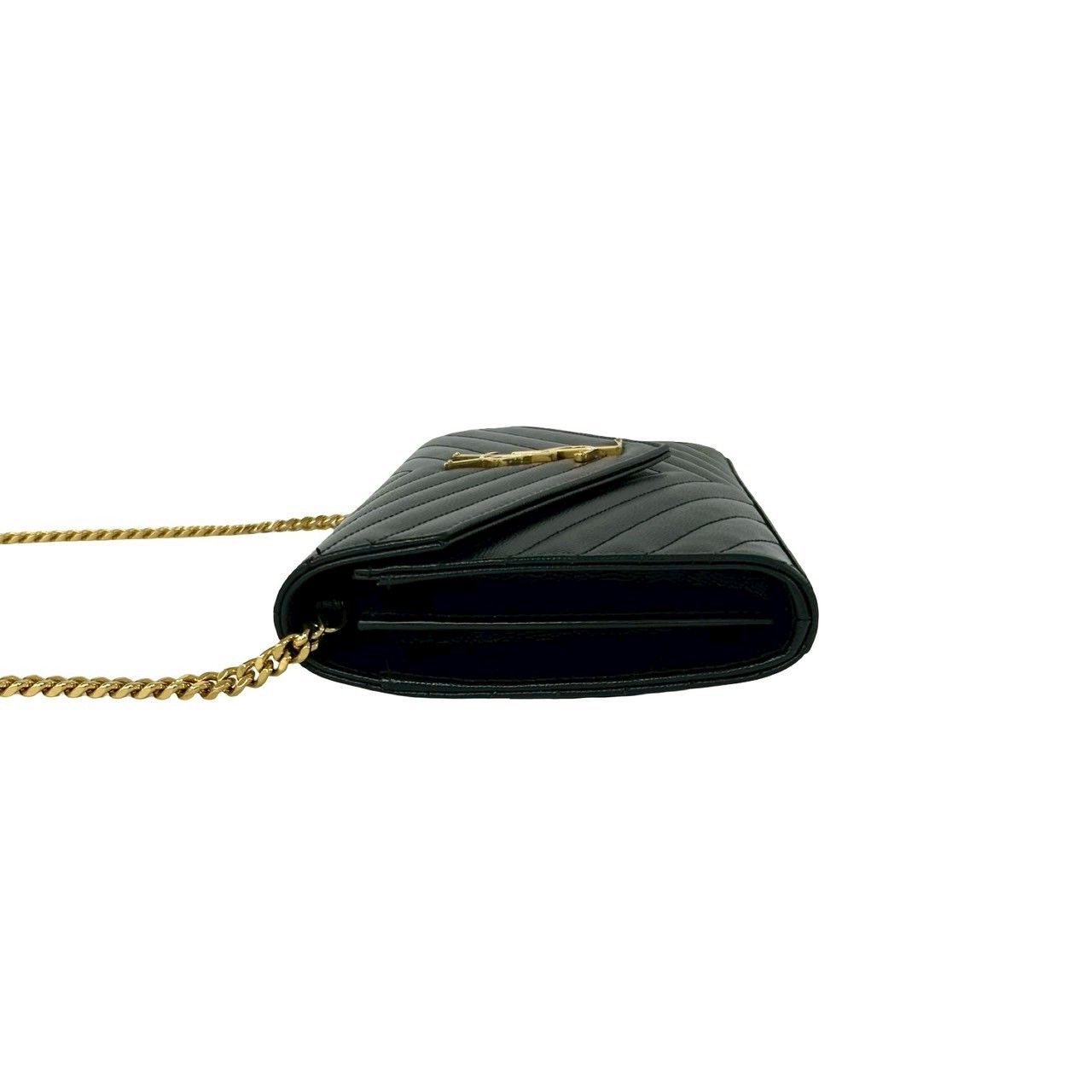 Saint Laurent Paris YSL Logo Leather Mini Shoulder Bag Crossbody Pochette Black — view 5