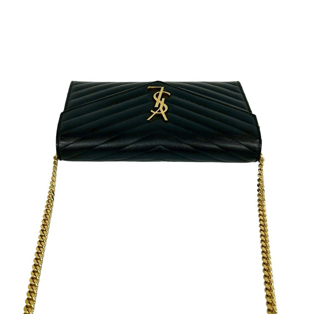 Saint Laurent Paris YSL Logo Leather Mini Shoulder Bag Crossbody Pochette Black — view 4