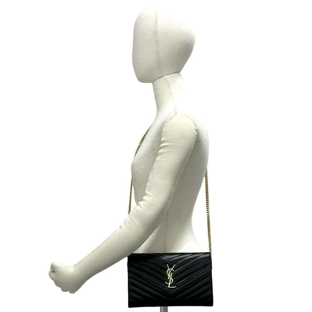 Saint Laurent Paris YSL Logo Leather Mini Shoulder Bag Crossbody Pochette Black — view 2