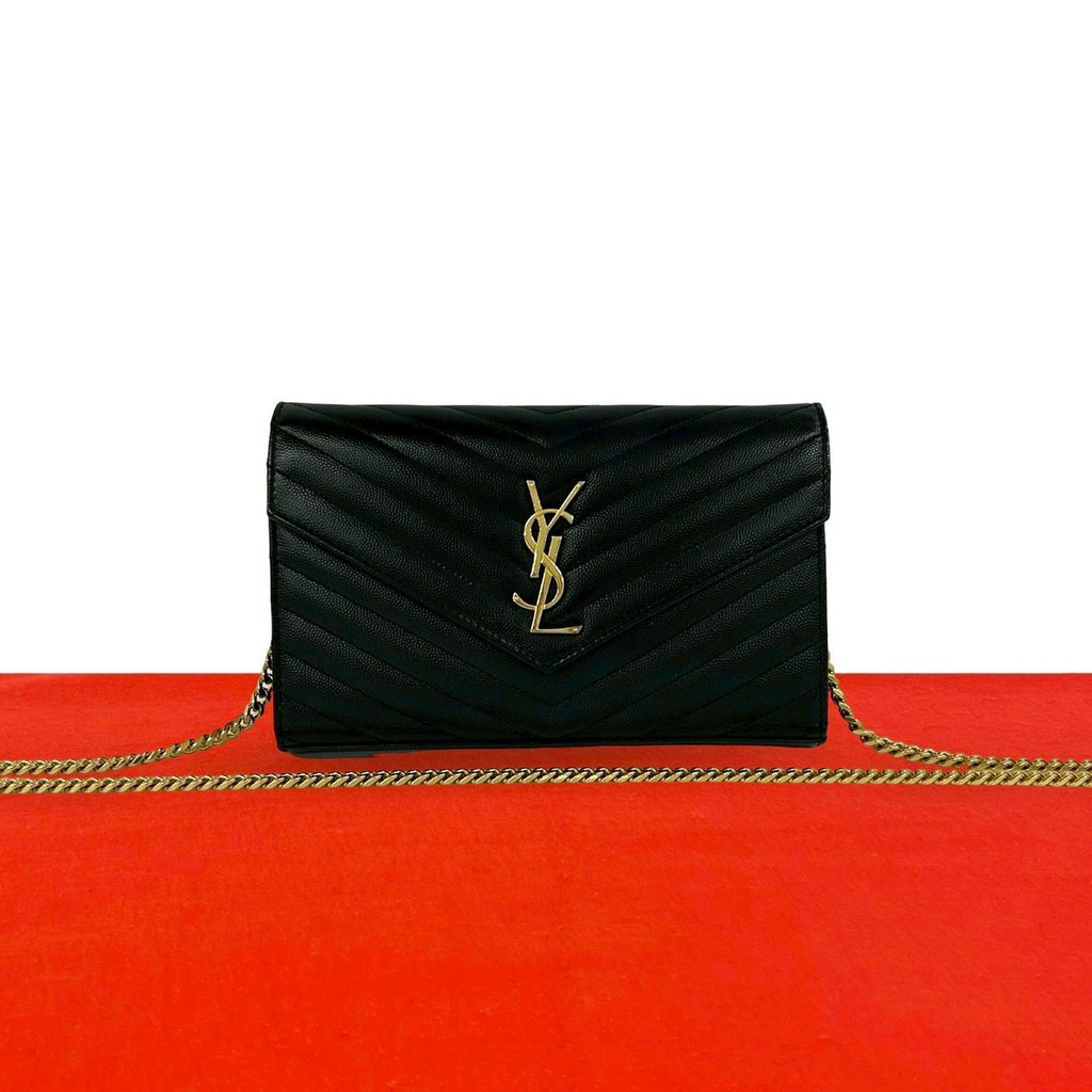 Saint Laurent Paris YSL Logo Leather Mini Shoulder Bag Crossbody Pochette Black