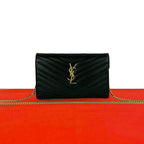 Saint Laurent Paris YSL Logo Leather Mini Shoulder Bag Crossbody Pochette Black
