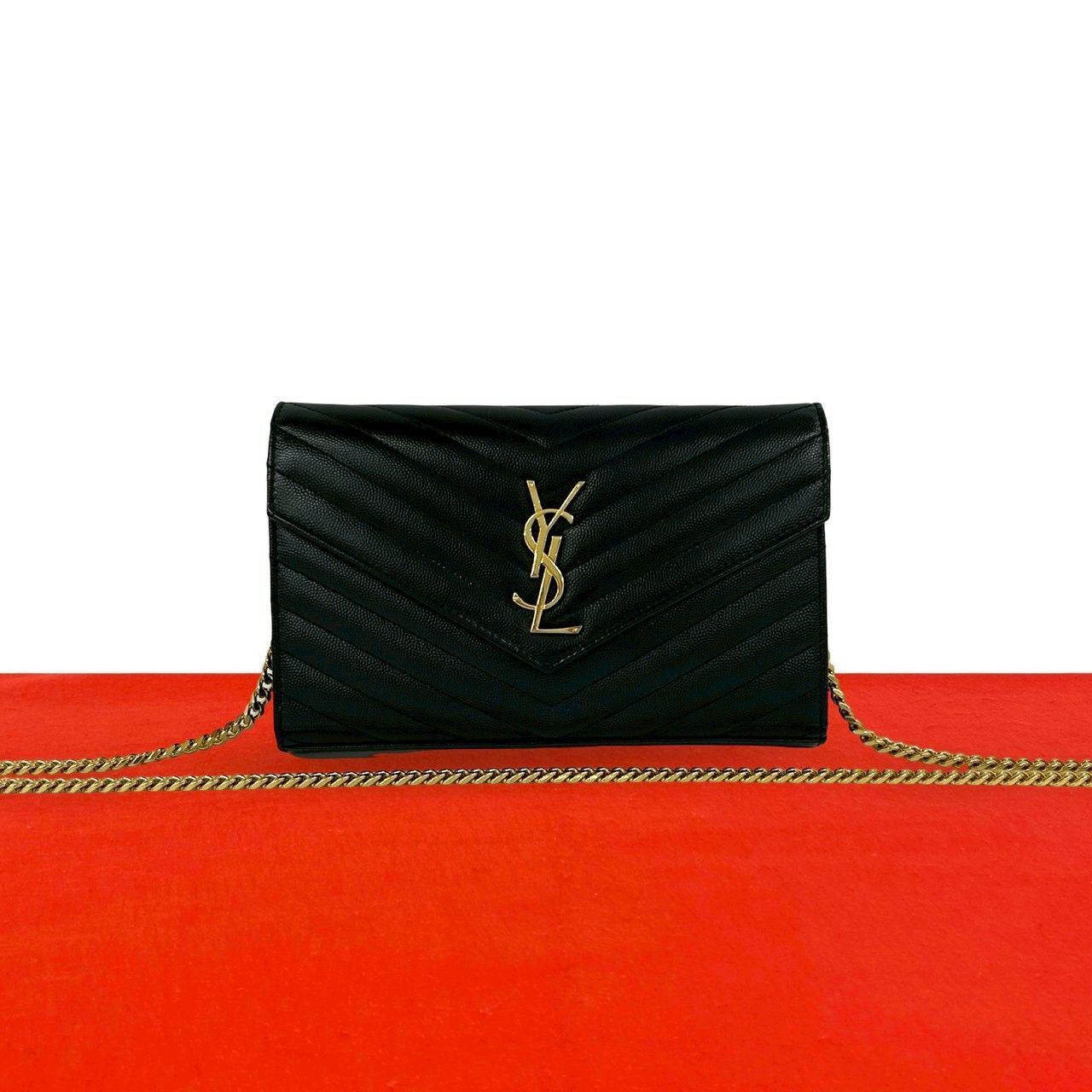 Saint Laurent Paris YSL Logo Leather Mini Shoulder Bag Crossbody Pochette Black