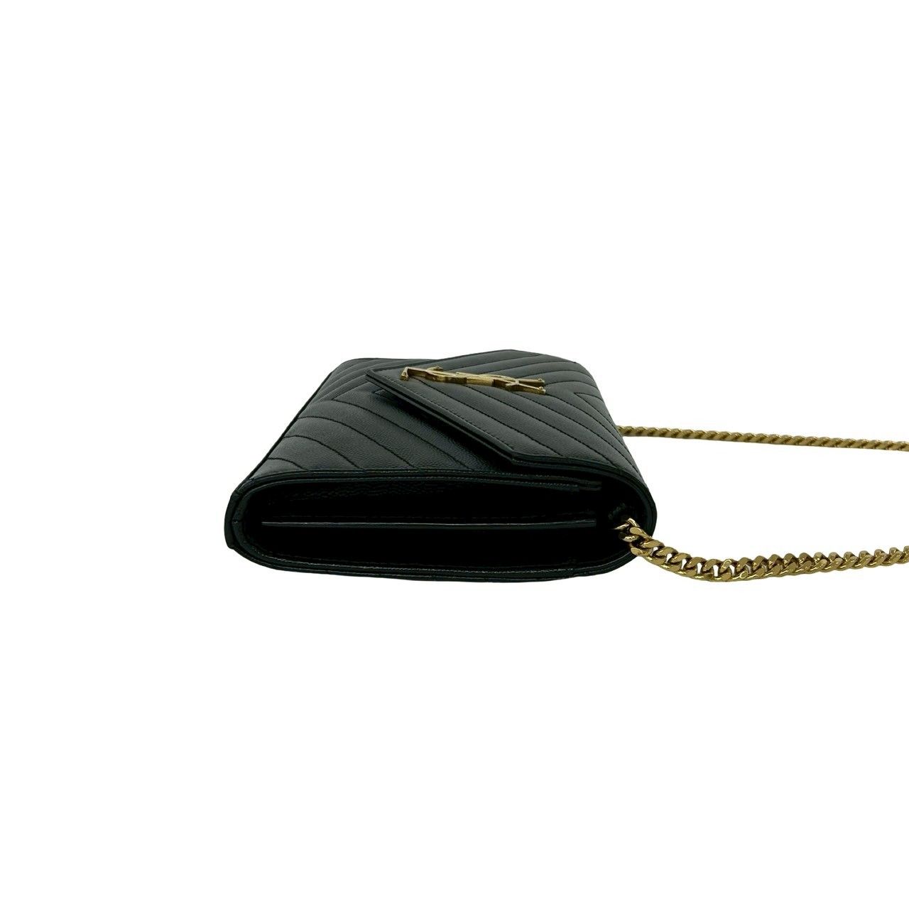 Saint Laurent Paris YSL Logo Leather Mini Shoulder Bag Crossbody Pochette Black — view 6